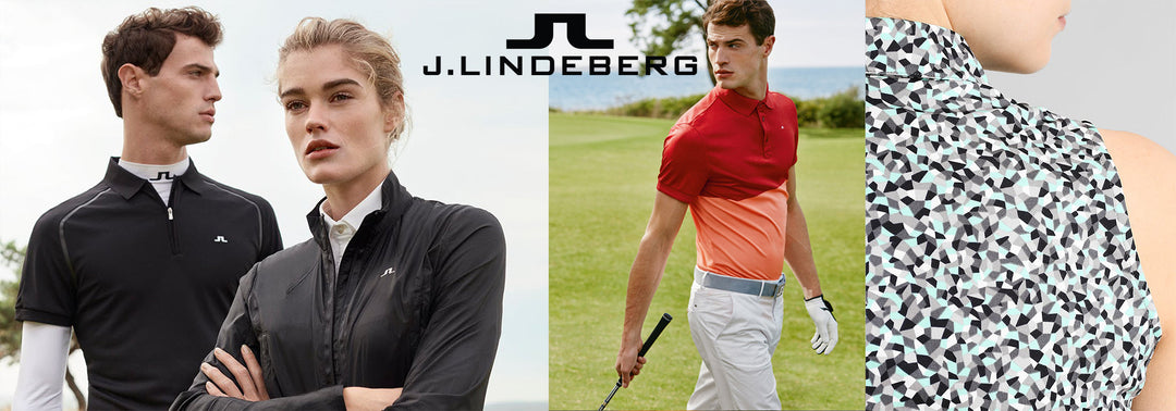 Collection of J.Lindeberg  golf clothing being worn.