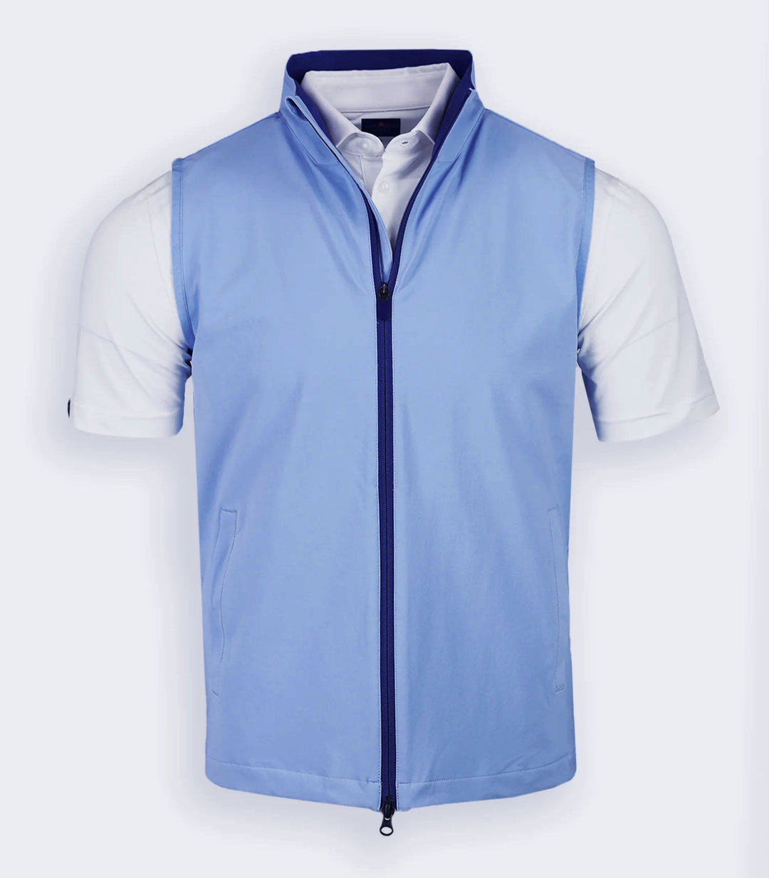 Donald Ross Mens SUPER GOLF Sport Fit Jude Water Repellent Full Zip Vest - COASTAL