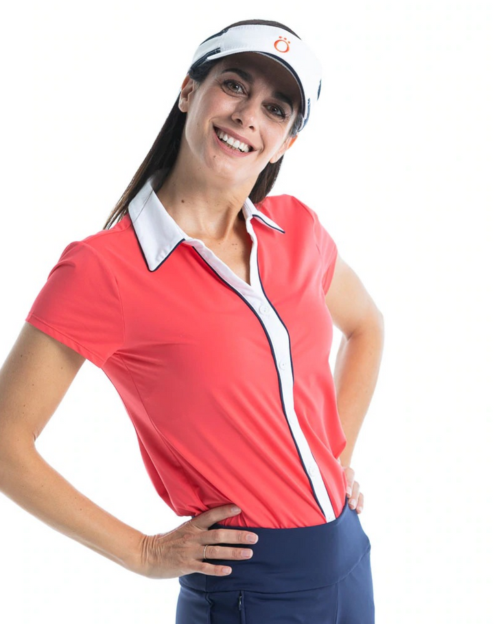 Kinona Women's UPF 50+ Class Act Shortsleeve Golf Shirt - Watermelon Red