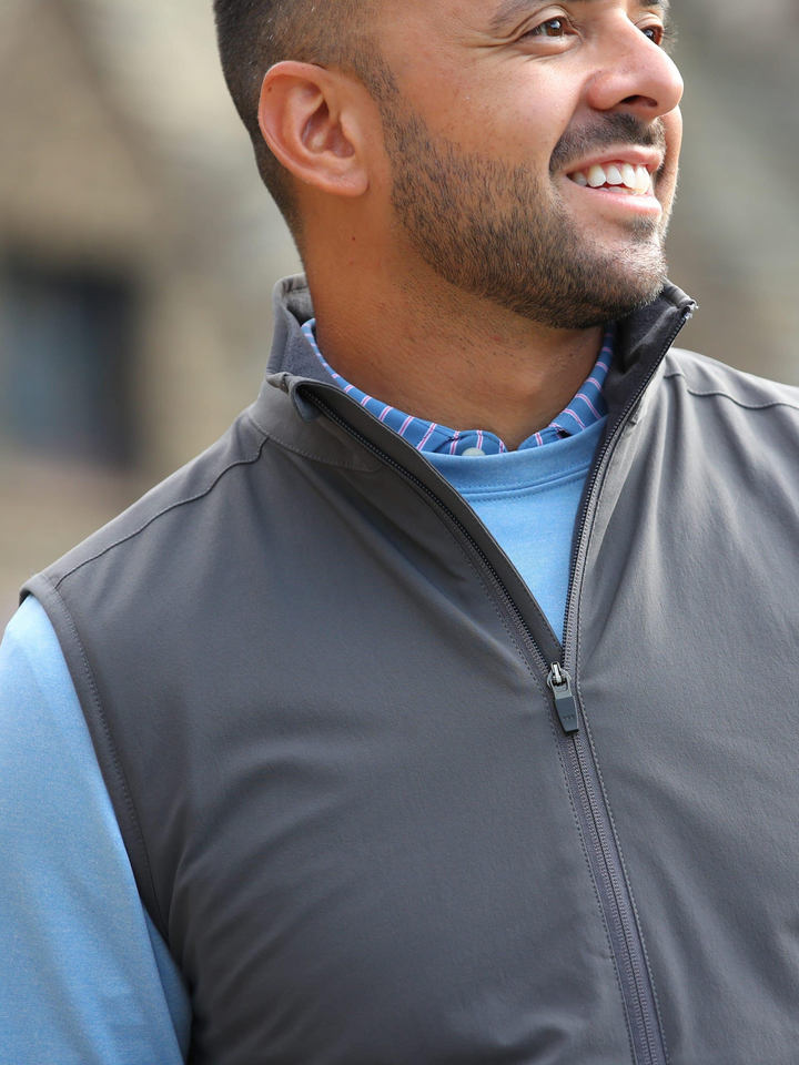 Donald Ross Mens SUPER GOLF Elements Full Zip Vest - STORMY SKY