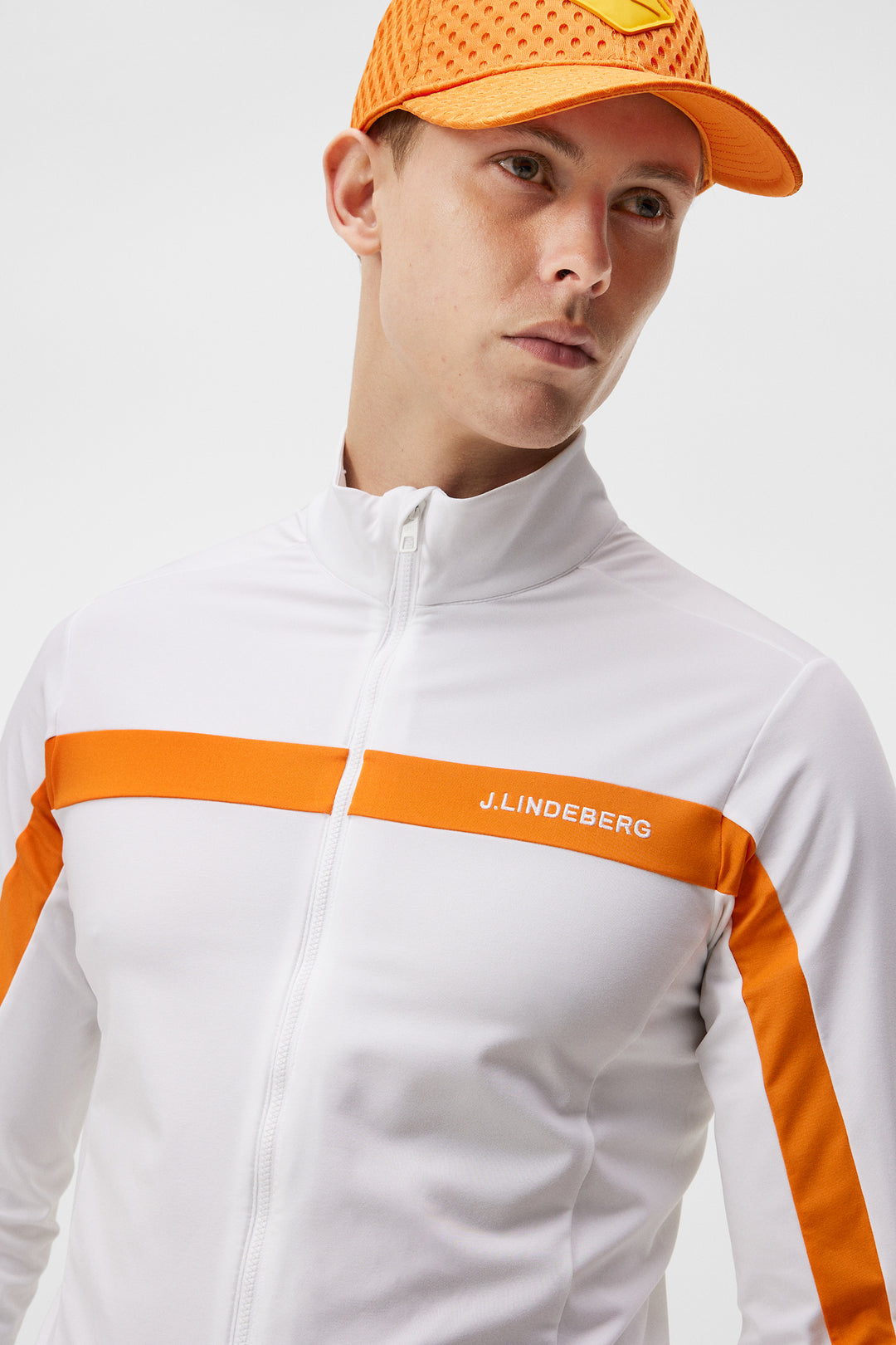 J.Lindeberg Mens Jarvis Full Zip Mid Layer Jersey - WHITE
