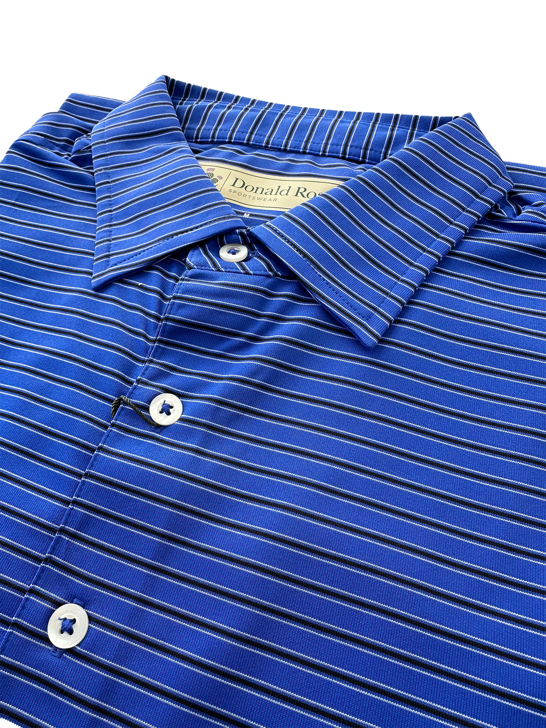 Donald Ross Mens Classic Fit Regimental Frame Stripe Jersey Polo - ROYAL