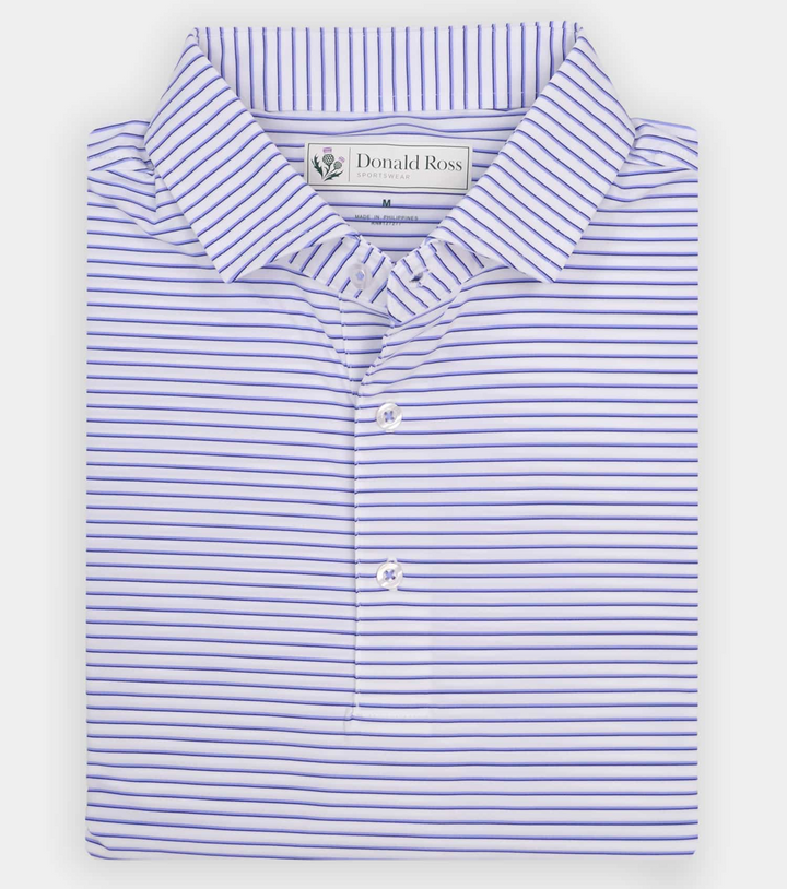 Donald Ross Mens Classic Fit NANTUCKET Polo - WHITE / JUNIPER