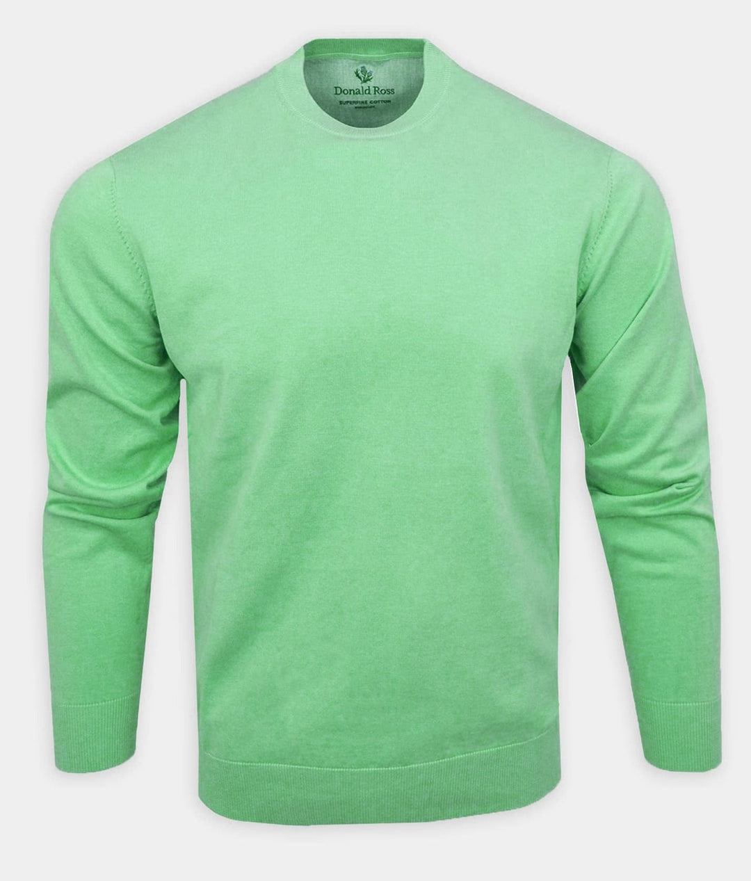 Donald Ross Mens Classic Fit SUPER GOLF SUPER FINE Cotton Crew Neck Sweater - CUCUMBER