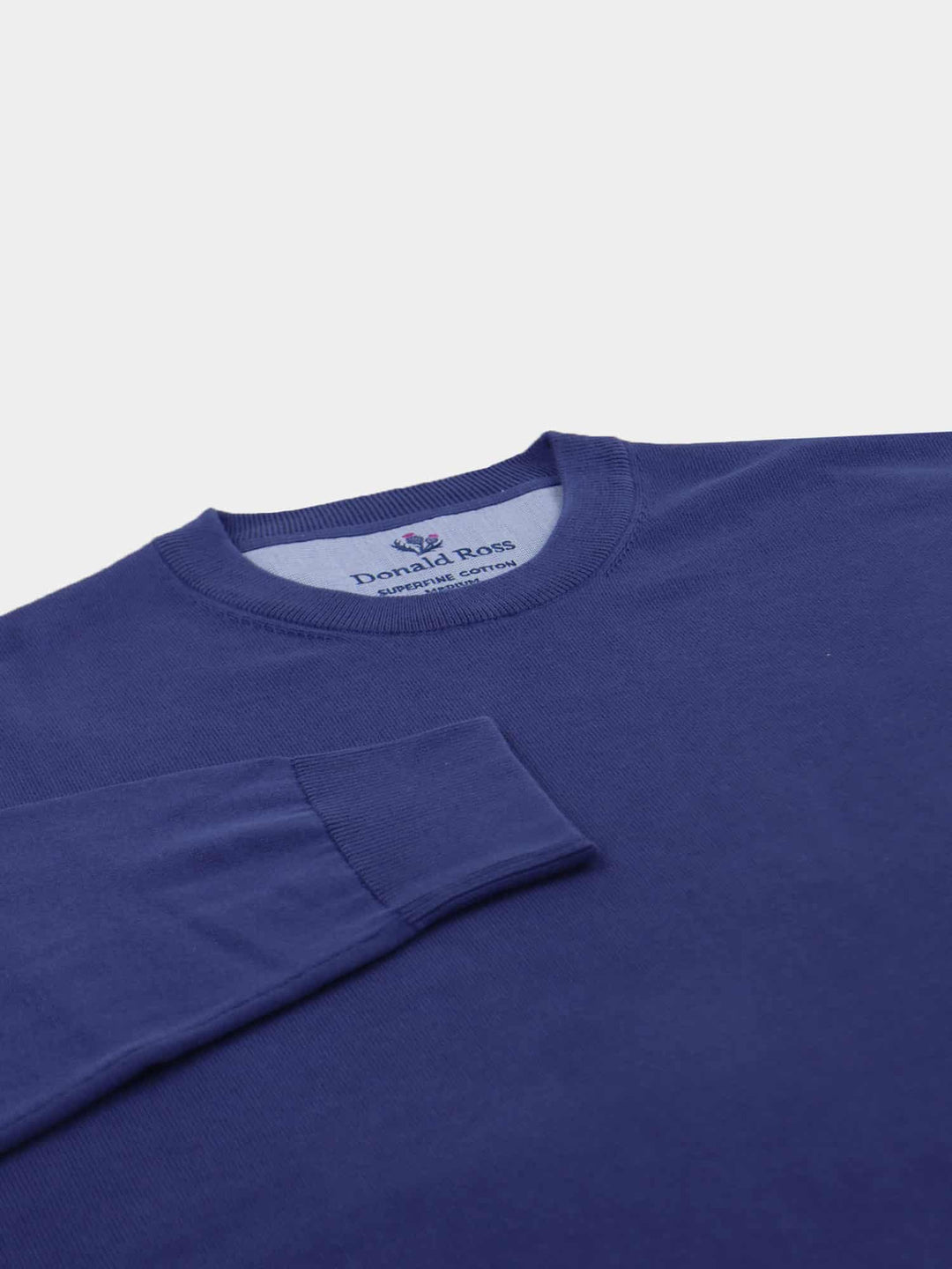 Donald Ross Mens SUPER GOLF SUPER FINE Cotton Crew Neck Sweater - NAVY