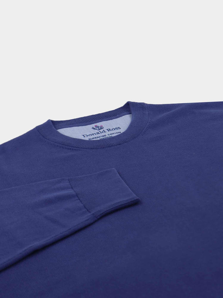 Donald Ross Mens SUPER GOLF SUPER FINE Cotton Crew Neck Sweater - NAVY
