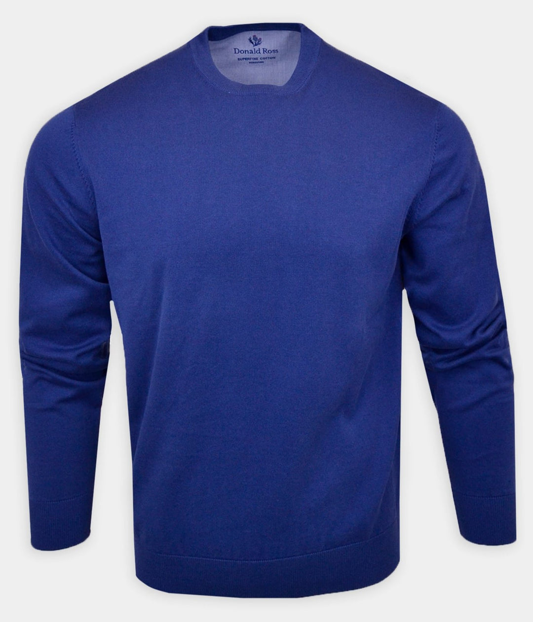 Donald Ross Mens SUPER GOLF SUPER FINE Cotton Crew Neck Sweater - NAVY