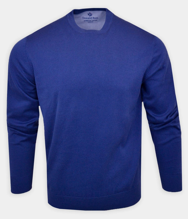 Donald Ross Mens SUPER GOLF SUPER FINE Cotton Crew Neck Sweater - NAVY