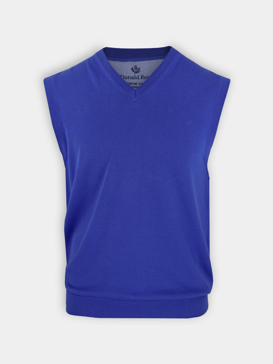 Donald Ross Mens Superfine Cotton V-Neck Pullover Vest - ROYAL - Golf Anything Canada