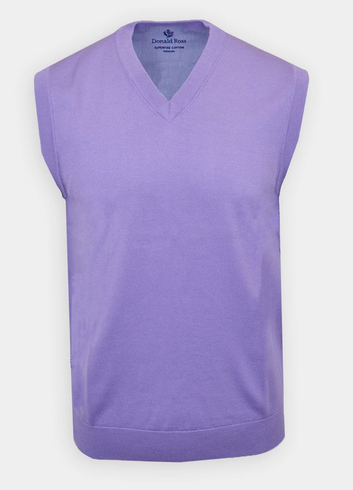 Donald Ross Mens SUPER GOLF SUPER FINE Cotton V-Neck Sweater Vest- LILAC