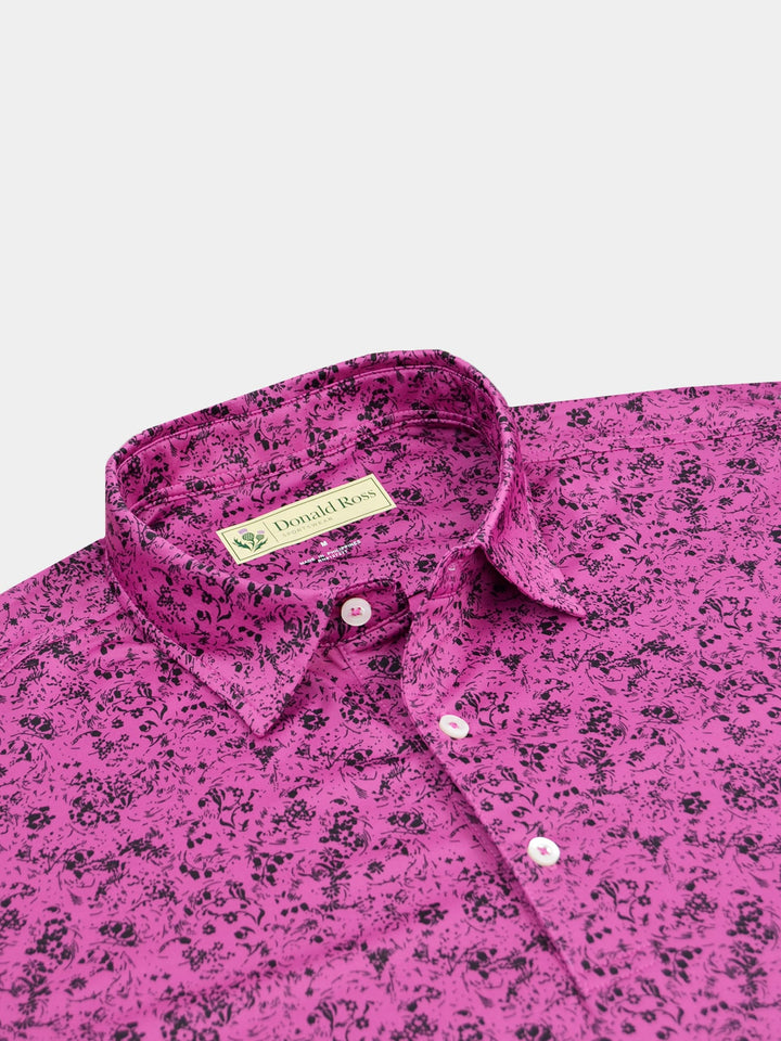 Donald Ross Classic Fit Mens Flowers in the Wind Polo - SANGRIA/BLACK