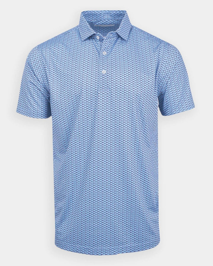 Donald Ross Classic Fit Mens Swordfish Print Polo - ICE LAKE MULTI