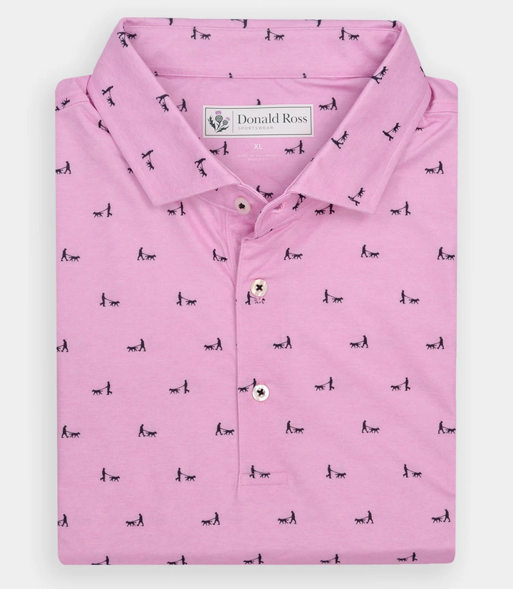 Donald Ross Mens Classic Fit CHICAGO Polo - PINK  / BLACK