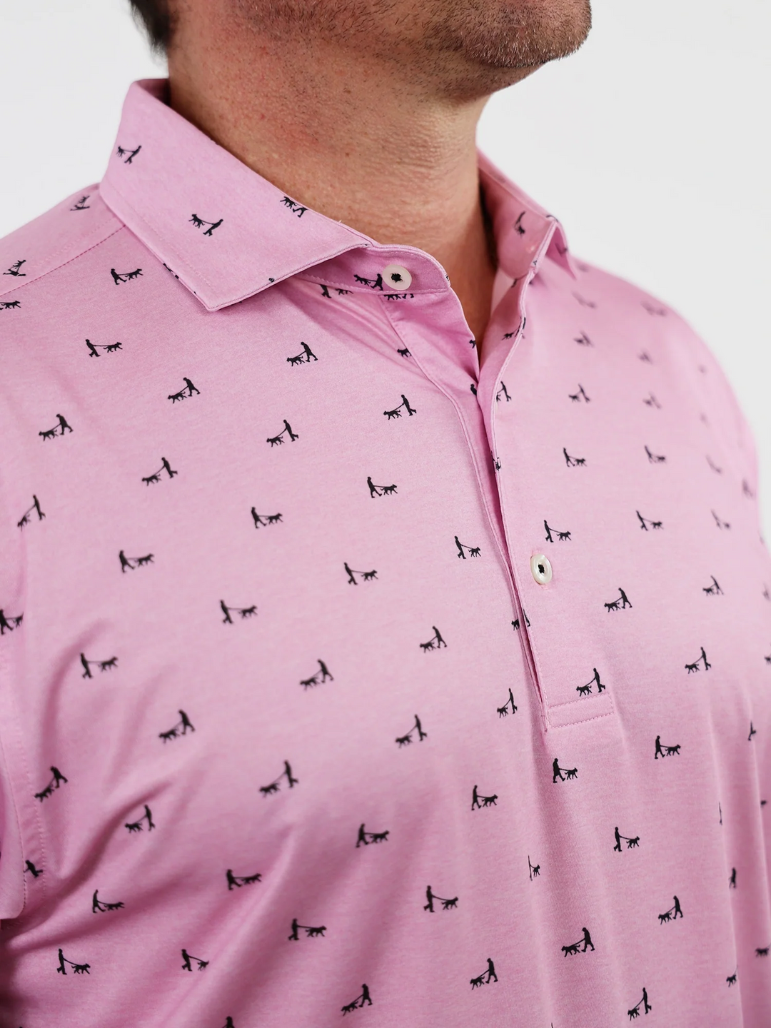 Donald Ross Mens Classic Fit CHICAGO Polo - PINK  / BLACK