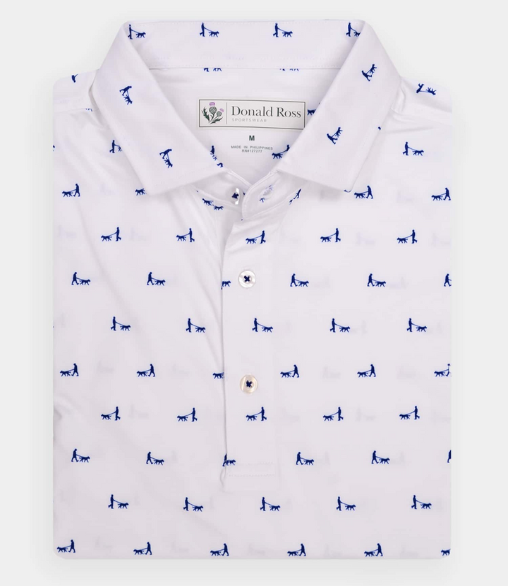 Donald Ross Mens Classic Fit CHICAGO Polo - WHITE / NAVY