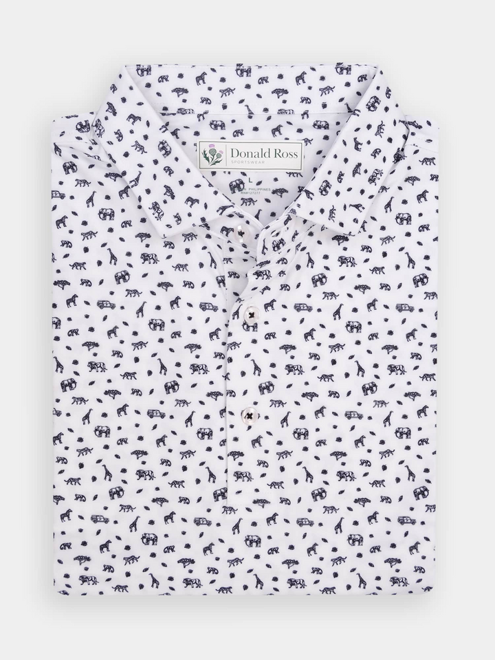 Donald Ross Mens Classic Fit ATHENS Polo - WHITE/BLACK