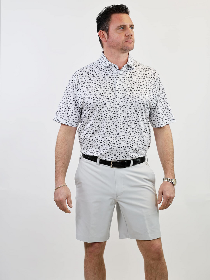 Donald Ross Mens Classic Fit ATHENS Polo - WHITE/BLACK
