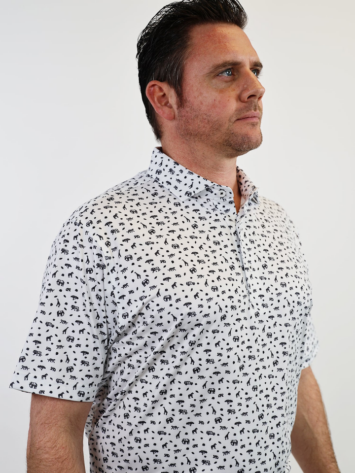 Donald Ross Mens Classic Fit ATHENS Polo - WHITE/BLACK