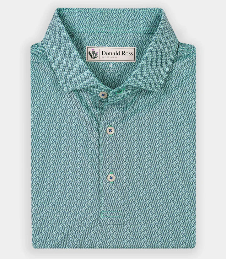 Donald Ross Mens Classic Fit WAYLAND Polo - MINT / DENIM