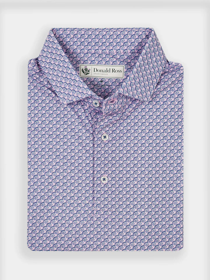 Donald Ross Mens Classic Fit Saratoga Print Polo - LOTUS/WHITE/DENIM