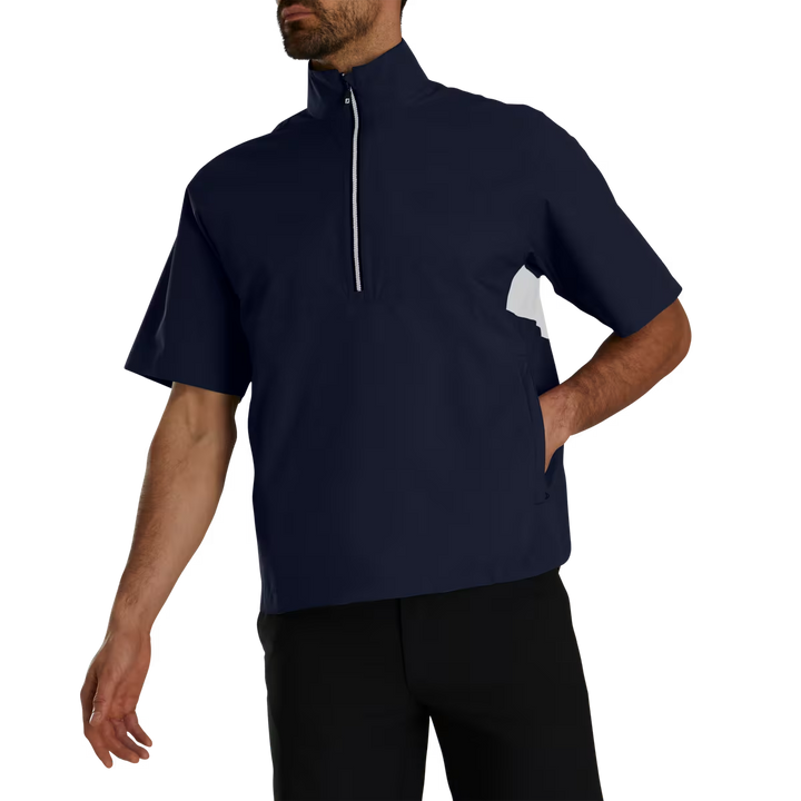 Footjoy Men's HydroLite X Short Sleeve Rain Shirt - NAVY / WHITE