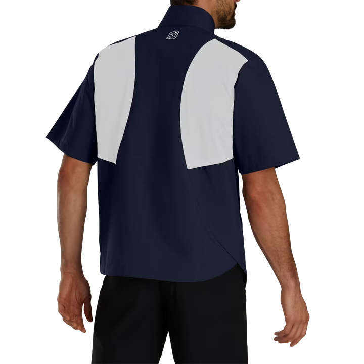 Footjoy Men's HydroLite X Short Sleeve Rain Shirt - NAVY / WHITE