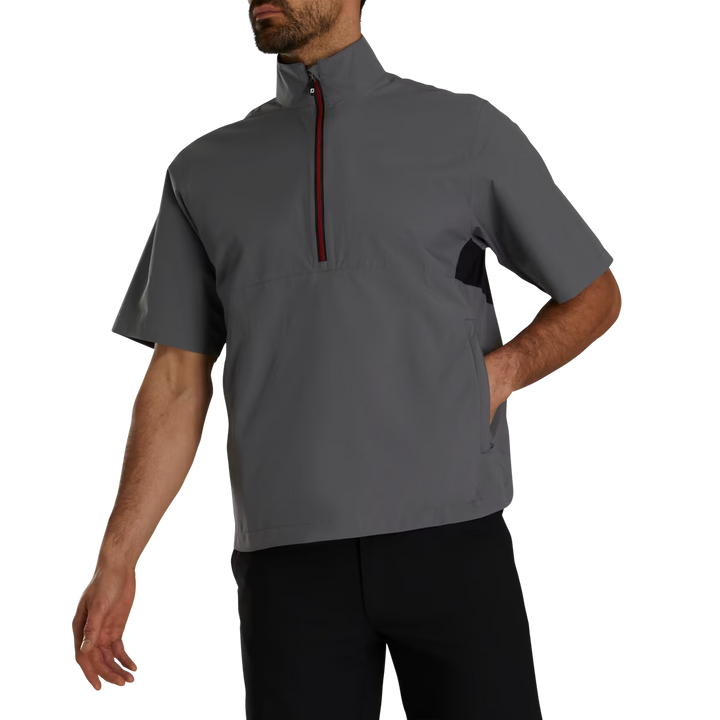 Footjoy Men's HydroLite X Short Sleeve Rain Shirt - CHARCOAL / BLACK