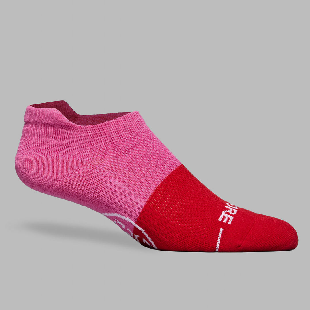 G/FORE WOMENS TWO TONE FORE PLAY ANKLE SOCK - KNOCKOUT PINK / POPPY