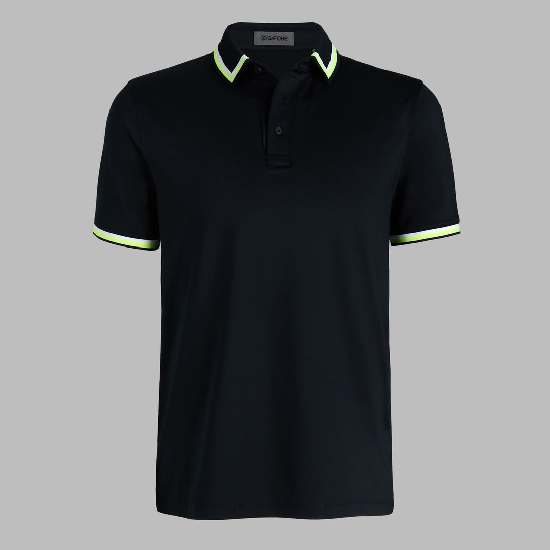 G/FORE MEN'S G/TAB ESSENTIAL TECH JERSEY BANDED SLEEVE POLO - ONYX