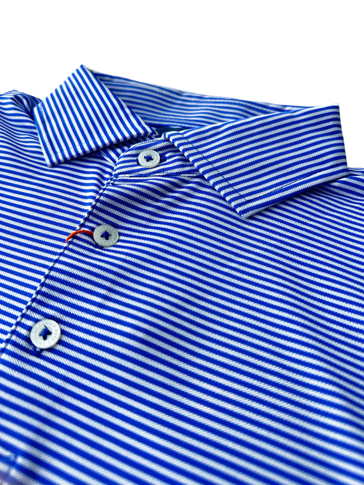 Donald Ross Mens Owen Baby Pique Feeder Stripe Sport Fit Polo - COBALT