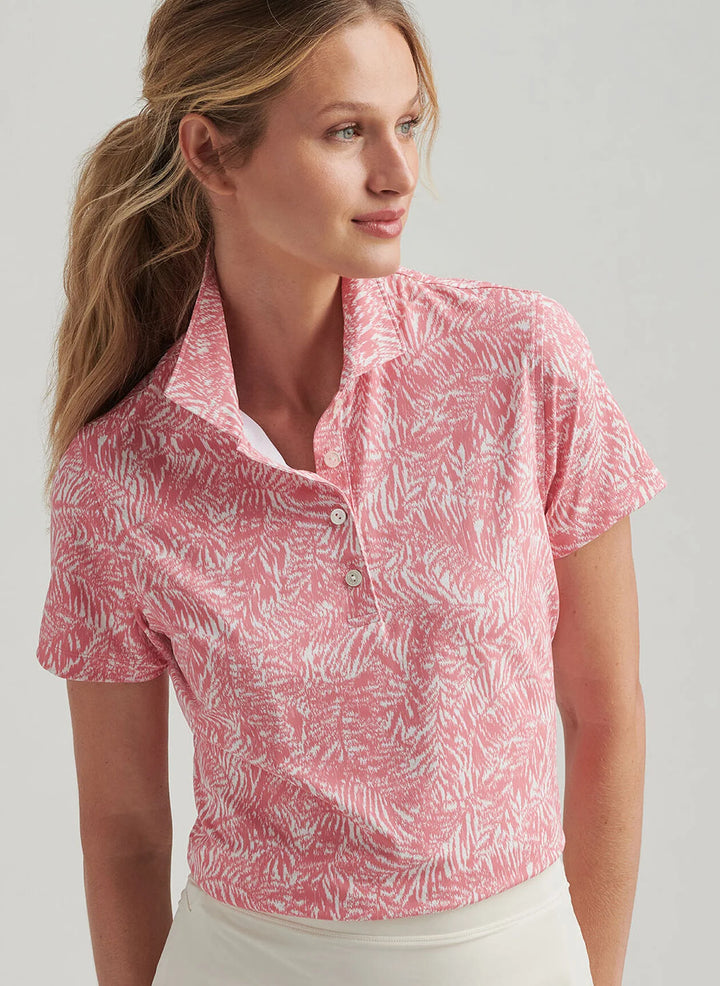 Peter Millar Womens Island Time Short-Sleeve Button Polo - Coral Reef