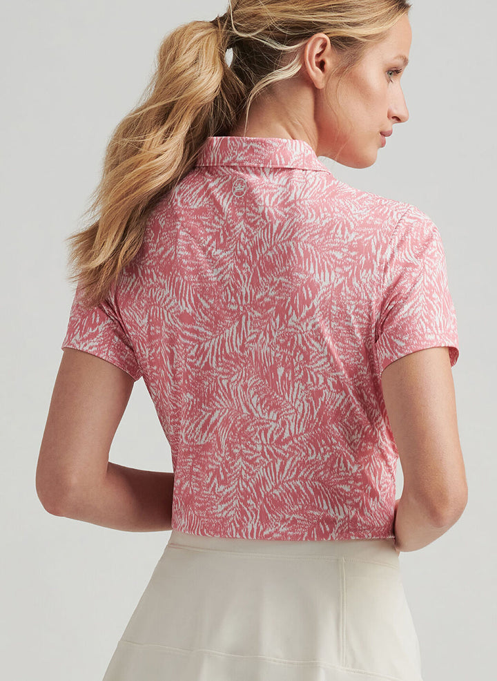 Peter Millar Womens Island Time Short-Sleeve Button Polo - Coral Reef