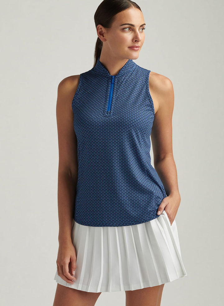 Peter Millar Womens Summer Flutters Shirley Sleeveless Zip Polo - Sapphire