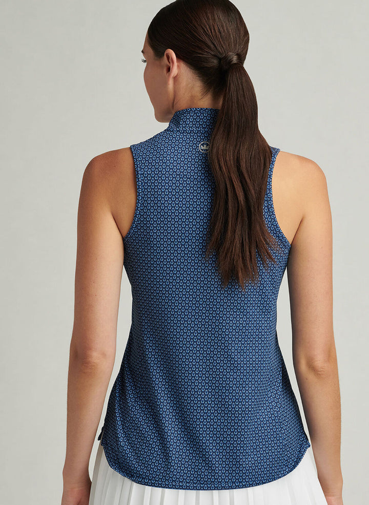 Peter Millar Womens Summer Flutters Shirley Sleeveless Zip Polo - Sapphire