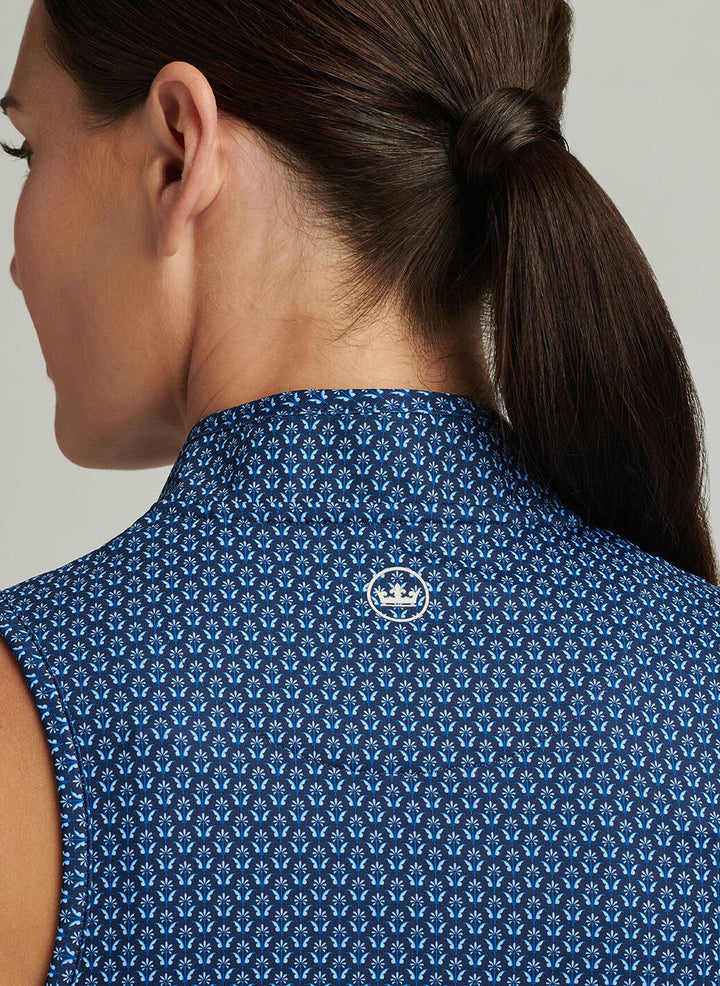 Peter Millar Womens Summer Flutters Shirley Sleeveless Zip Polo - Sapphire
