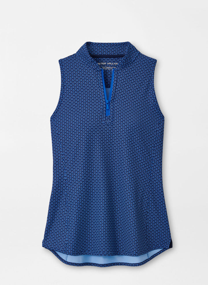 Peter Millar Womens Summer Flutters Shirley Sleeveless Zip Polo - Sapphire