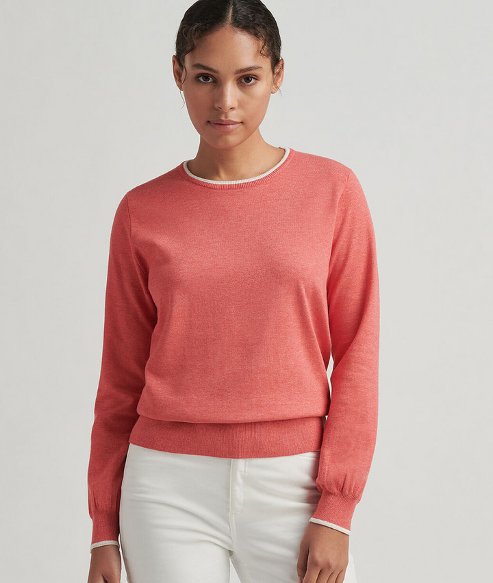 Peter Millar Womens Coolspun Cotton Crewneck - Coral Reef