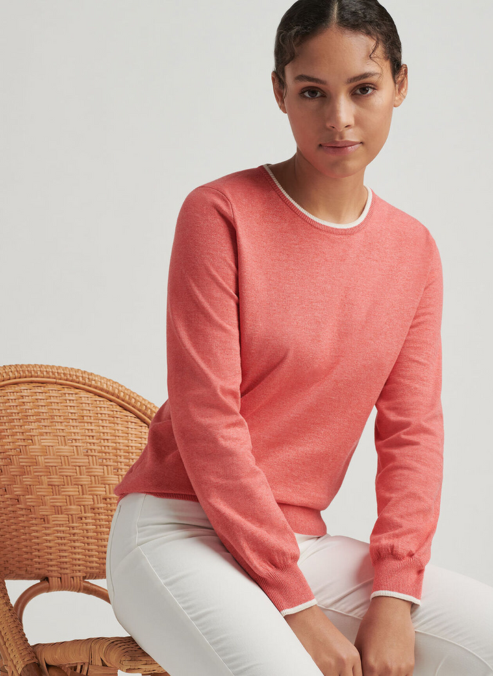 Peter Millar Womens Coolspun Cotton Crewneck - Coral Reef