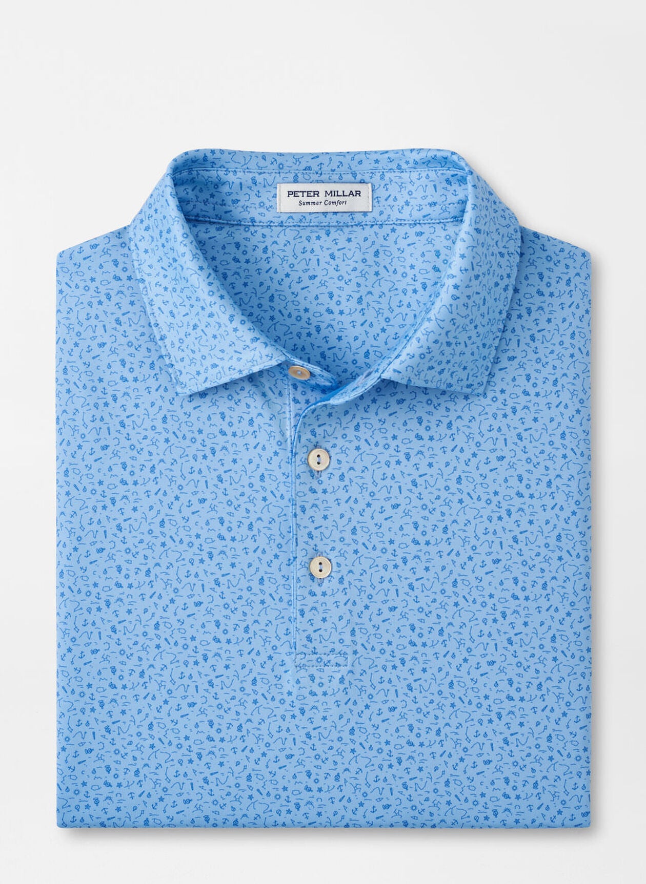 Peter Millar Mens Classic Fit Marine Navigation Performance Jersey Pol