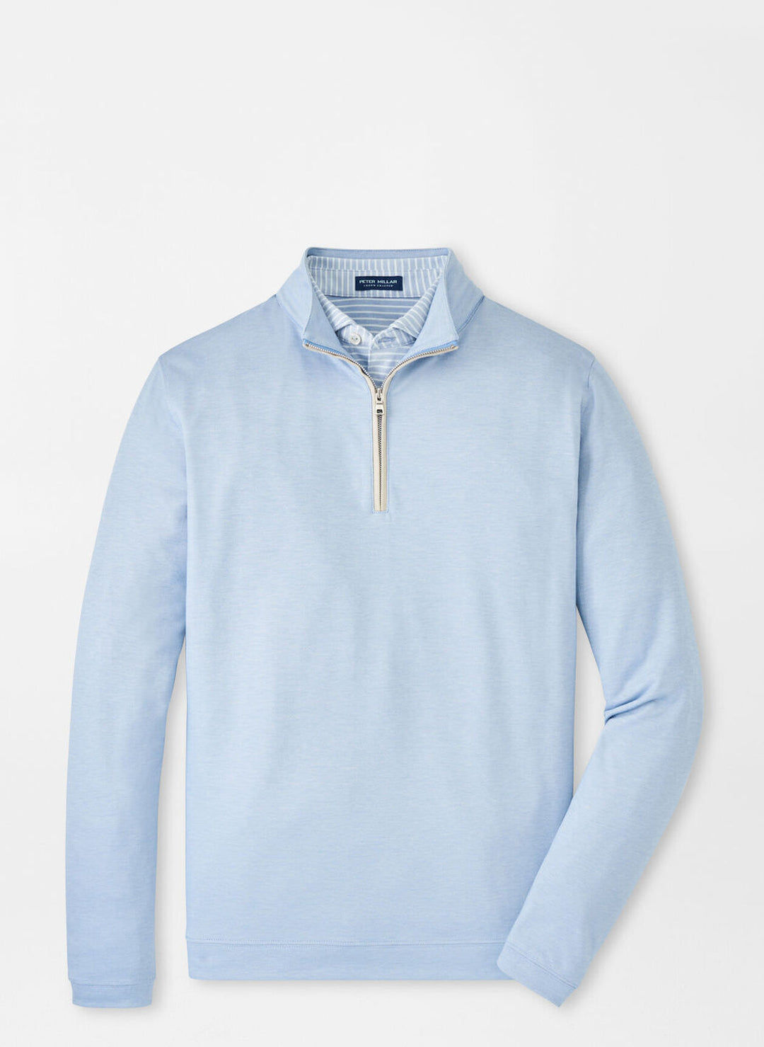 Peter Millar Mens Tailored Fit Albatross Cotton-Blend Piqué Quarter-Zip - Angelite