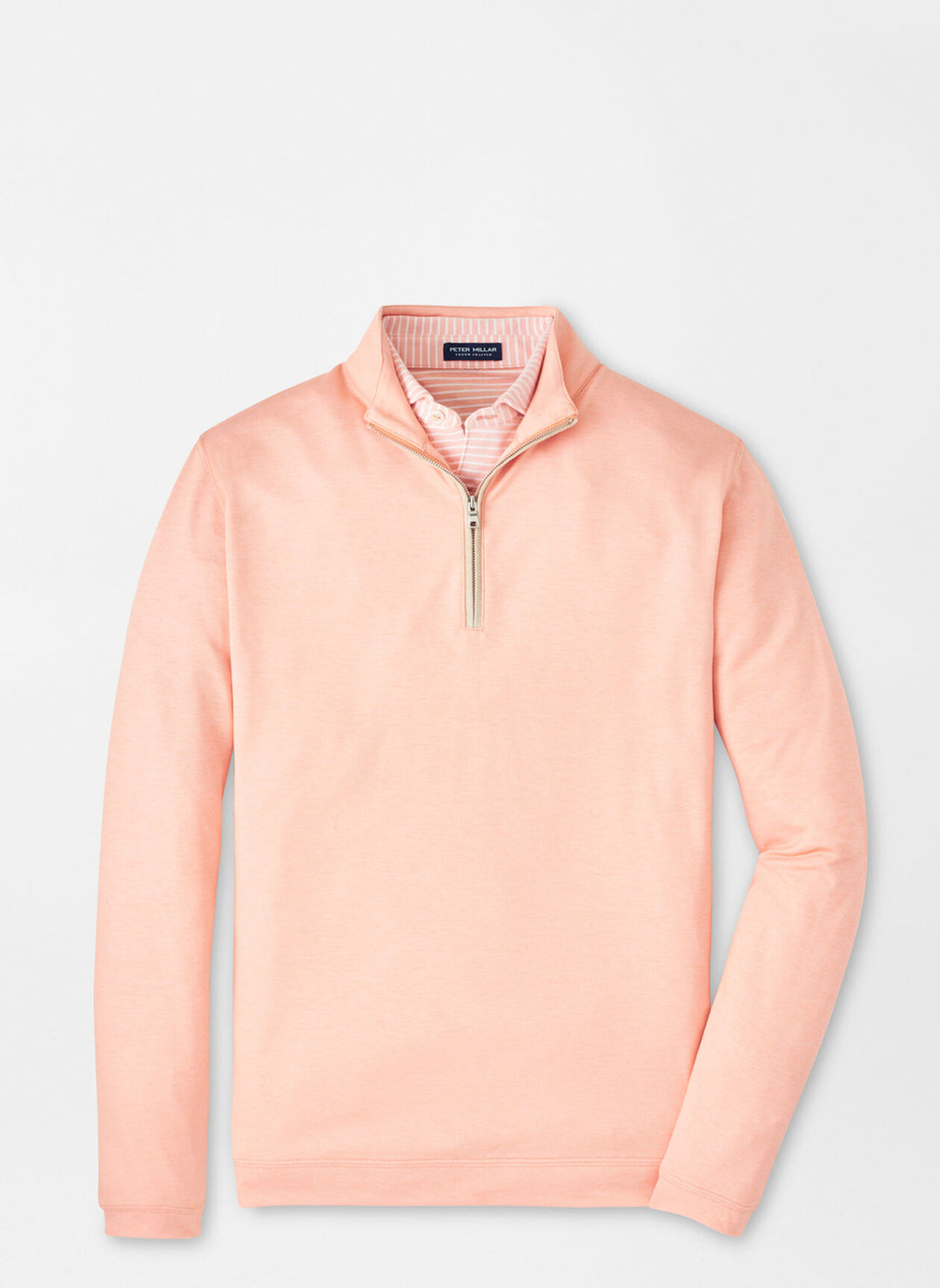 Peter Millar Mens Tailored Fit Albatross Cotton-Blend Piqué Quarter-Zip - Paradise Orange