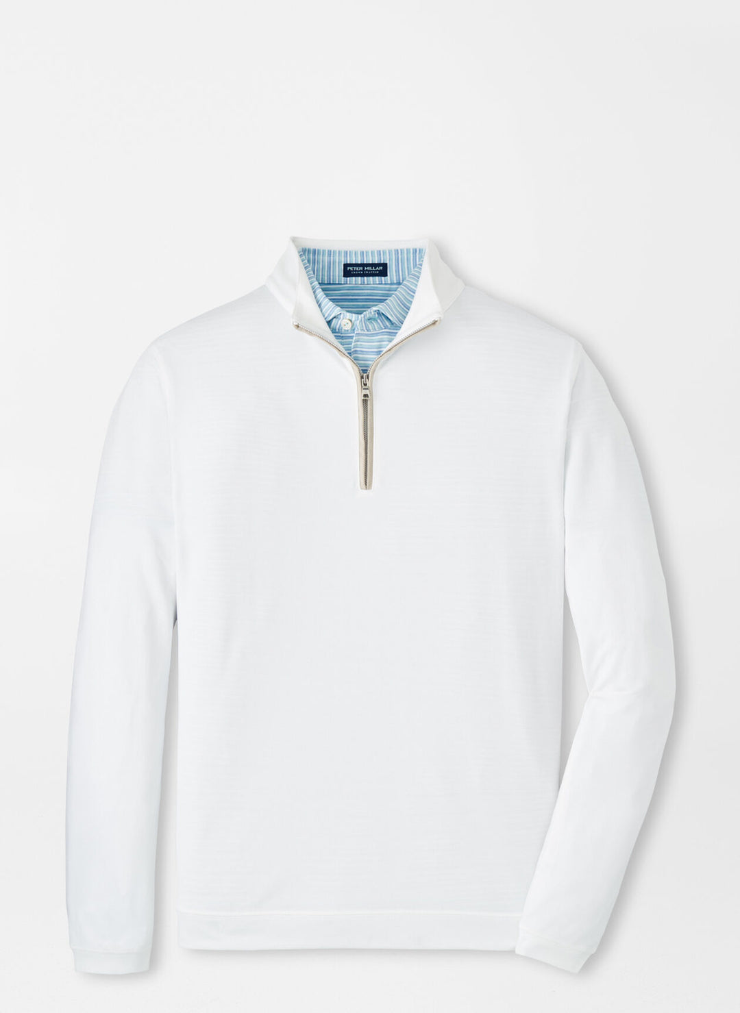 Peter Millar Mens Tailored Fit Albatross Cotton-Blend Piqué Quarter-Zip - White