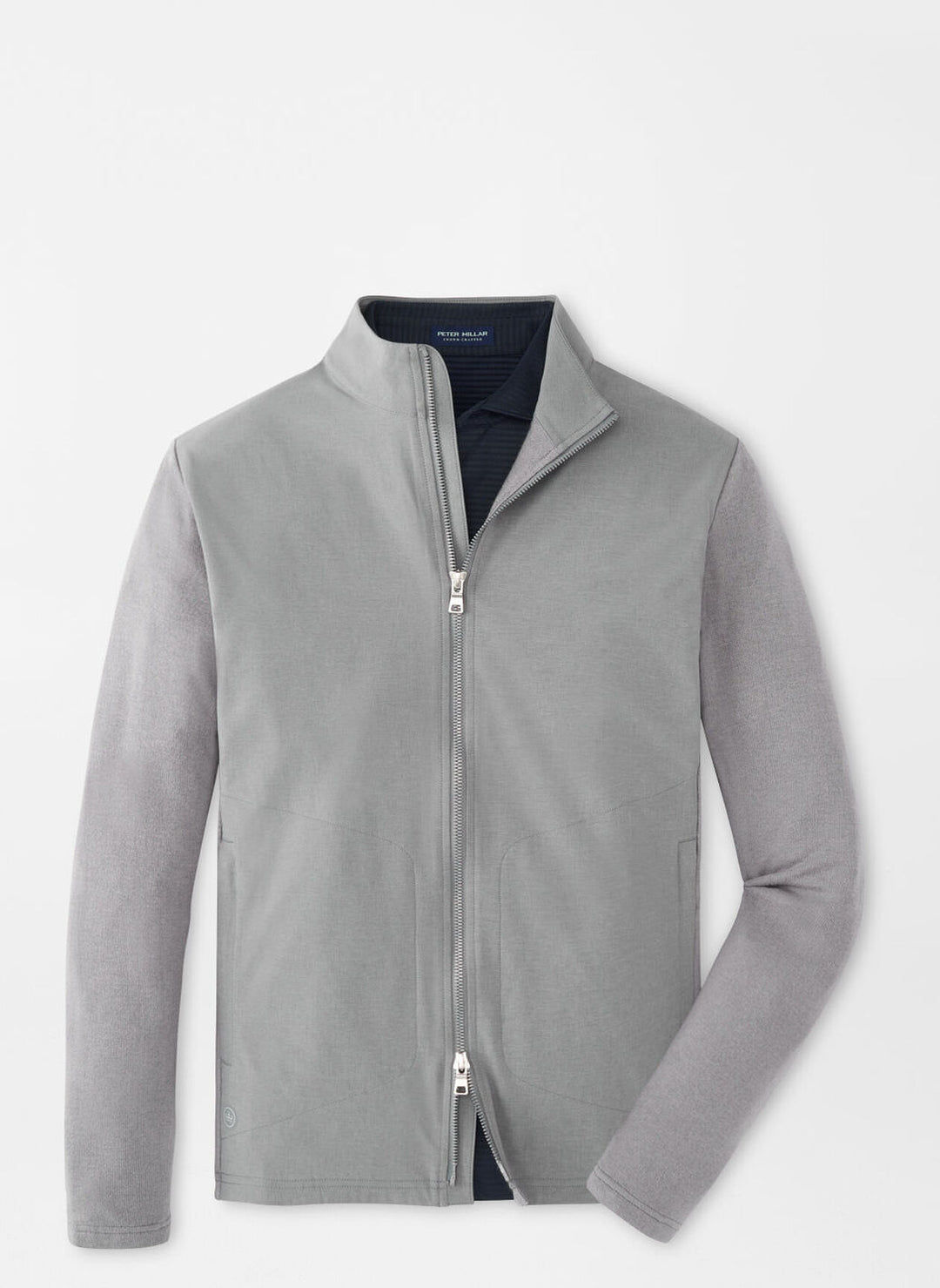 Peter Millar Mens Tailored Fit Solstice Performance Hybrid Full-Zip Cardigan - Oslo Grey
