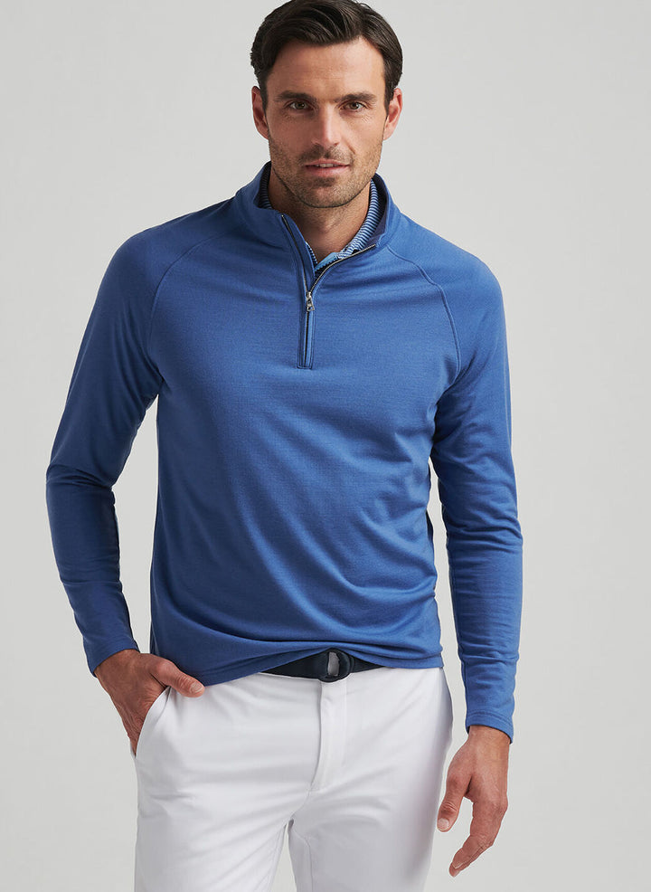 Peter Millar Mens Tailored Fit Excursionist Flex Performance Pullover - Ocean Blue
