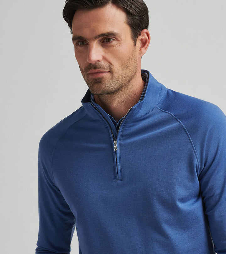 Peter Millar Mens Tailored Fit Excursionist Flex Performance Pullover - Ocean Blue