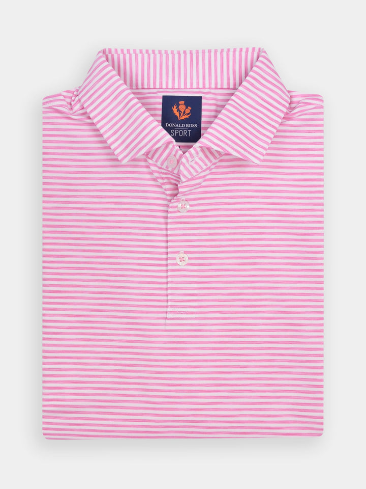 Donald Ross Mens Sport Fit OWEN Polo - PINK / WHITE