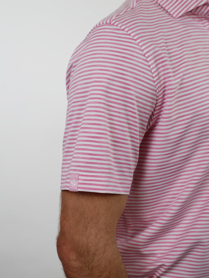 Donald Ross Mens Sport Fit OWEN Polo - PINK / WHITE