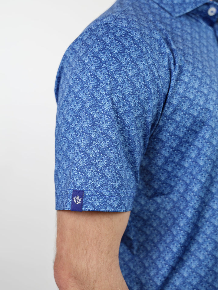 Donald Ross Mens Sport Fit SIDNEY SKULL Print Polo - NAVY/WHITE