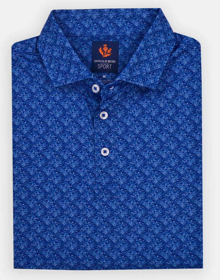 Donald Ross Mens Sport Fit SIDNEY SKULL Print Polo - NAVY/WHITE