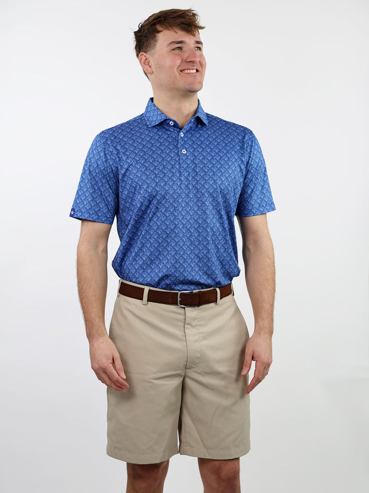 Donald Ross Mens Sport Fit SIDNEY SKULL Print Polo - NAVY/WHITE